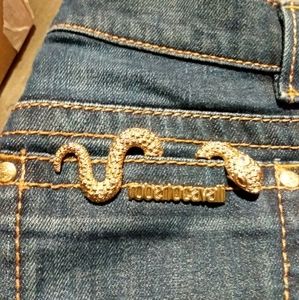 New Roberto Cavalli gold snake charm boot cut Jean